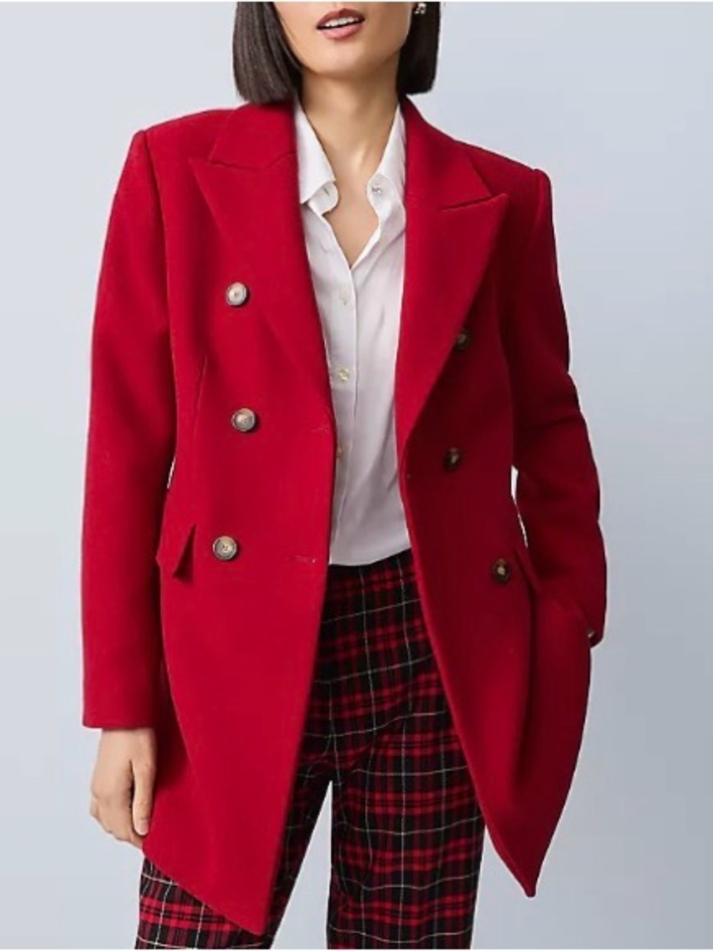 Ann Taylor Red Double-Breasted Wool Blend Blazer Coat size 2